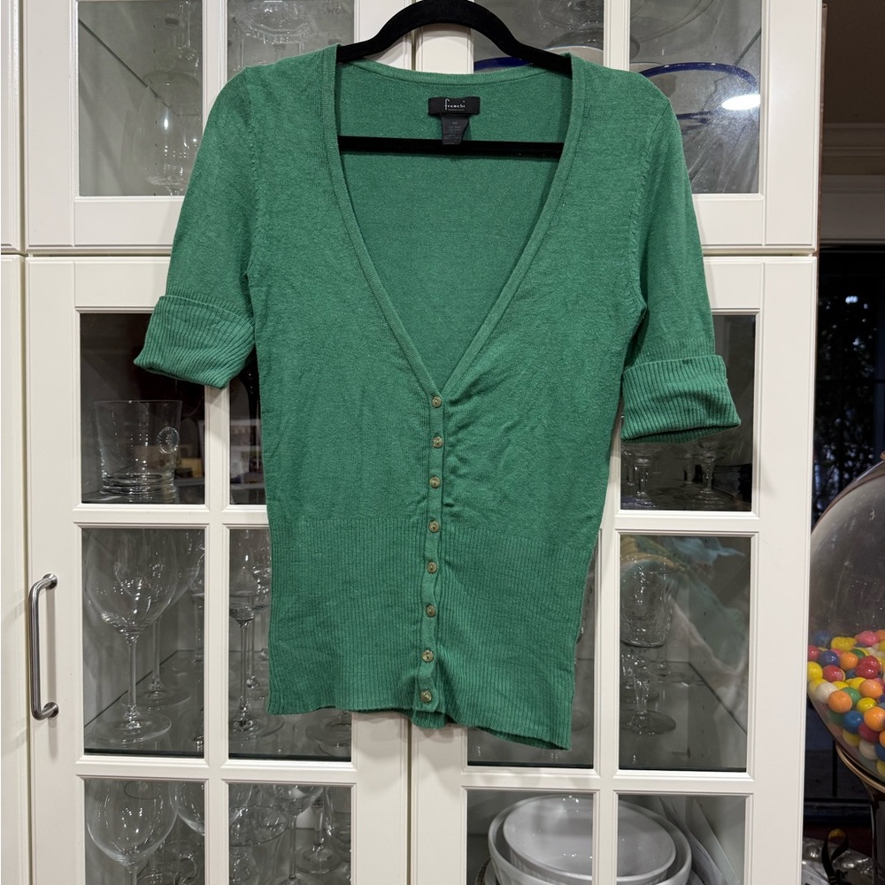 Frenchi Green Button-Down Sweater Top